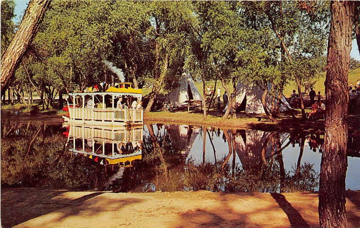 Irish Hills Area - 1962 Postcard River Queen Steamboat Frontier City